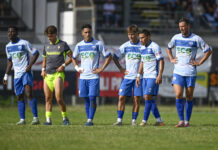 Un Foligno orgoglioso combatte ma viene atterrato: il Siena vince 3-2 Da sinistra Sylla, Ceccuzzi, Falasca, Khribech e Tomassini (foto Alessio Vissani)